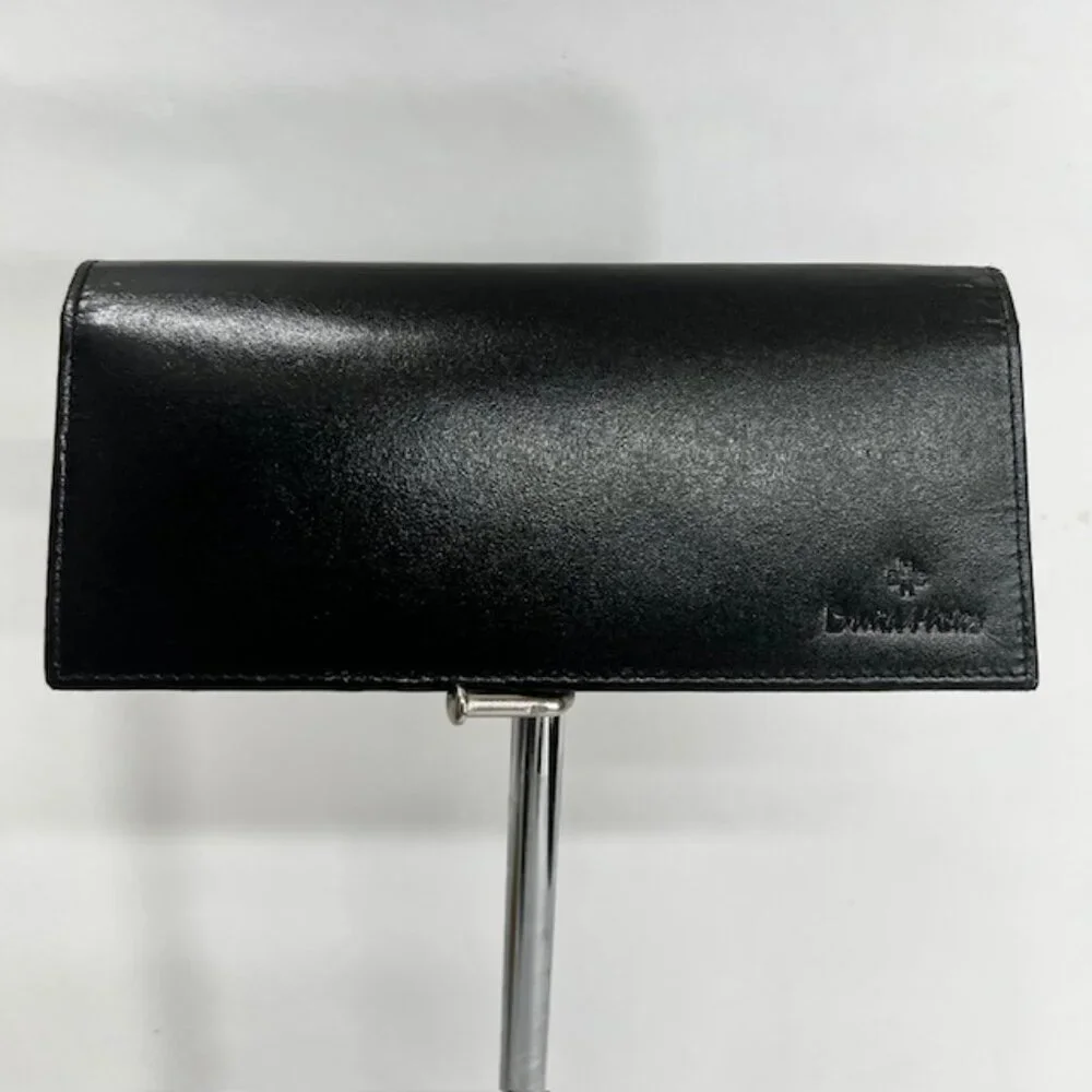 (2)Men/Women Black Leather Convas Bi Fold Wallet DAVID HICKS Long and short